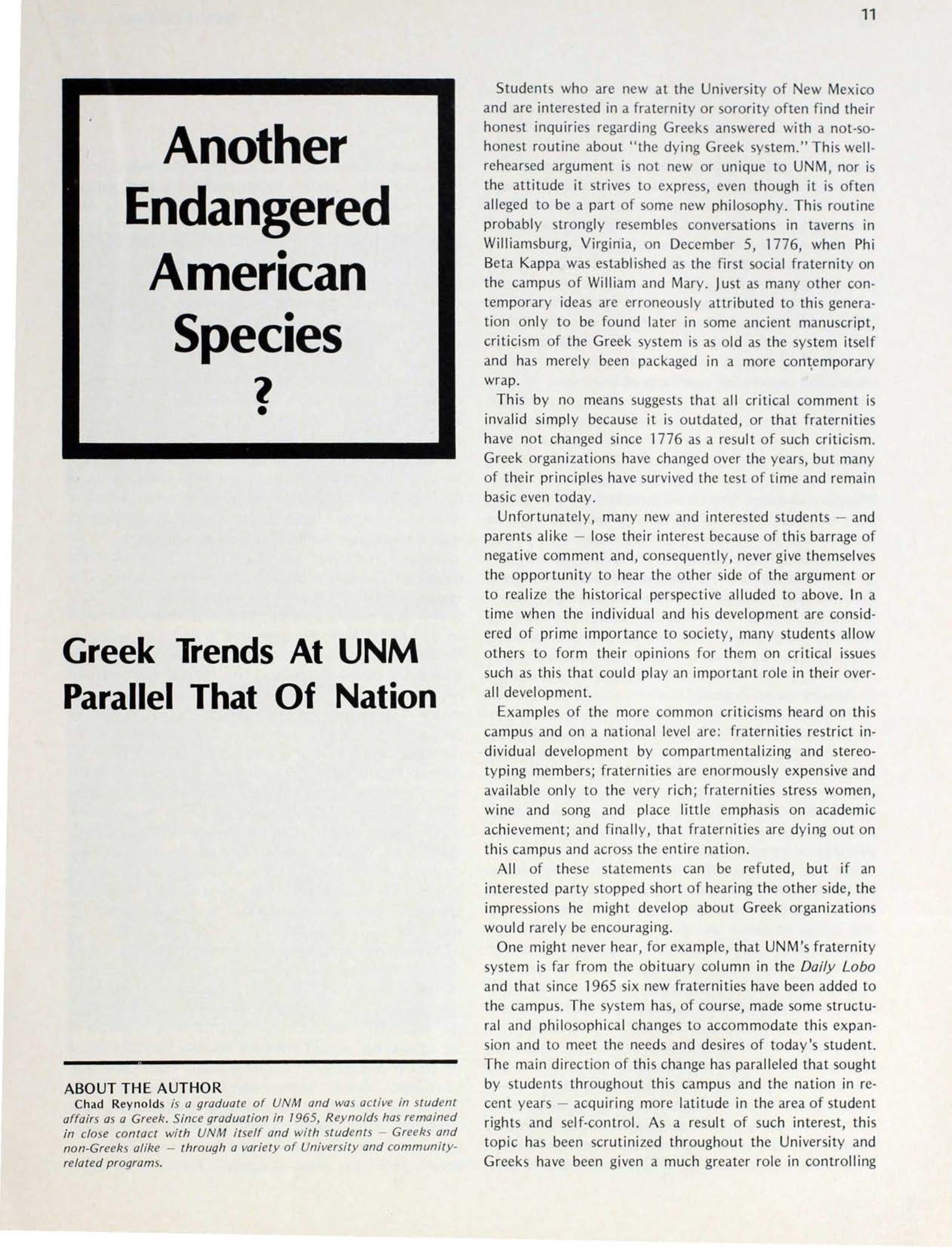 Another Endangered American Species?